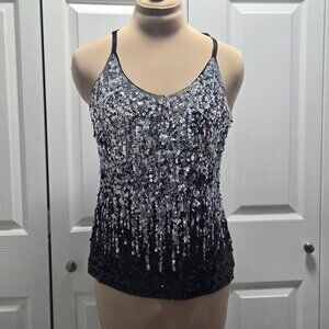 NWT Maner Silver Black Sequin Tank Top Small